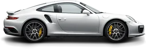 Silver Porsche911 Turbo Side View PNG Image