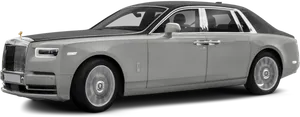 Silver Rolls Royce Phantom Side View PNG Image