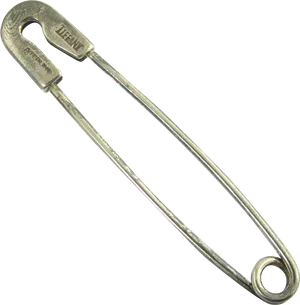 Silver Safety Pin Closed Position PNG Image