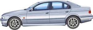 Silver Sedan Side View Vector PNG Image