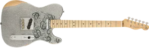 Silver Sparkle Telecaster Guitar PNG Image