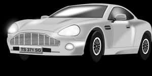 Silver Sports Car Illustration PNG with transparent background