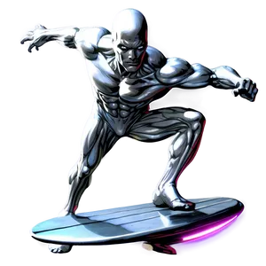 Silver Surfer In Space Battle Png Cap PNG Image