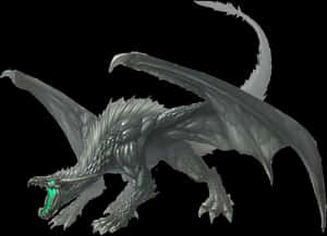 Silver Winged Dragon PNG image with transparent background