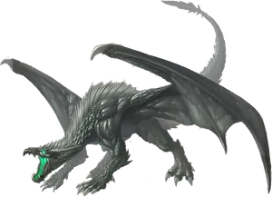 Silver Winged Dragon PNG Image