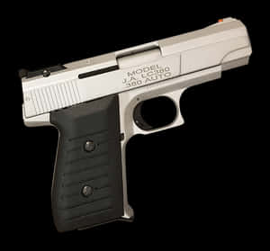 Silverand Black Pistolon Black Background PNG image with transparent background