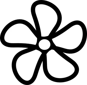 Simple Black Flower Outline PNG Image