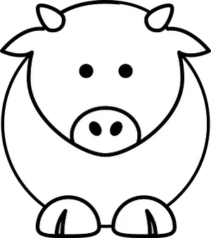 Simple Blackand White Cow Icon PNG Image