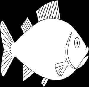 Simple Blackand White Fish Illustration PNG with transparent background