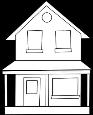 Simple Blackand White House Outline PNG with transparent background