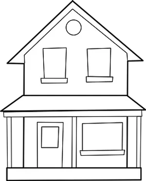 Simple Blackand White House Outline PNG Image