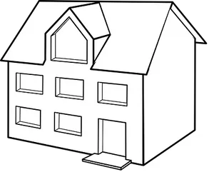 Simple House Line Art PNG Image