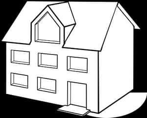 Simple House Line Art PNG with transparent background