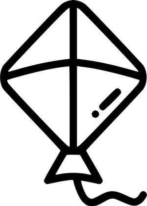 Simple Kite Line Art PNG Image