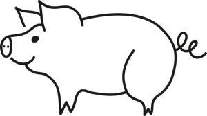 Simple Line Art Pig PNG Image