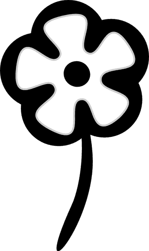 Simplified Black And White Flower Graphic PNG with transparent background