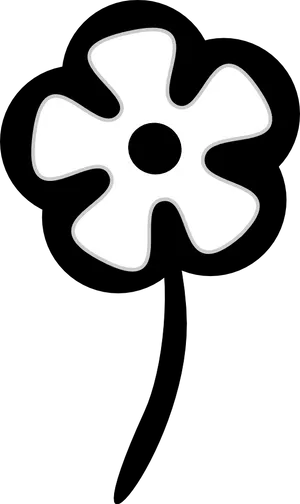 Simplified Black And White Flower Graphic PNG Image