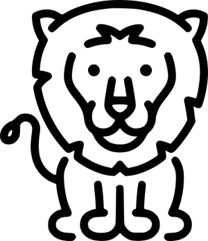 Simplified Black Lion Drawing PNG Image