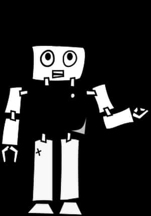 Simplified Blackand White Robot Illustration PNG with transparent background