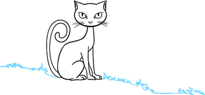 Simplified Blue Cat Drawing PNG Image