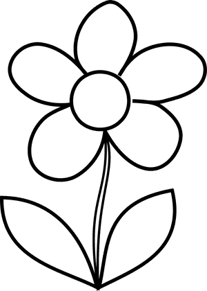 Simplified Flower Illustration B W PNG with transparent background