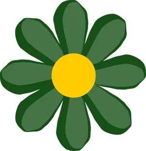 Simplified Green Flower Illustration PNG Image