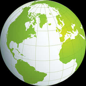 Simplified Green World Map Globe PNG image with transparent background