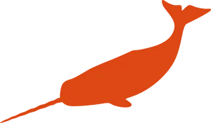 Simplified Orange Narwhal Silhouette PNG Image