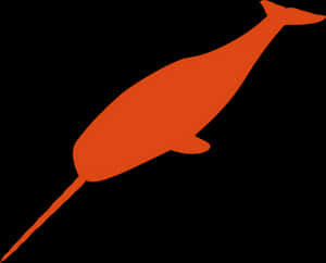 Simplified Orange Narwhal Silhouette PNG image with transparent background