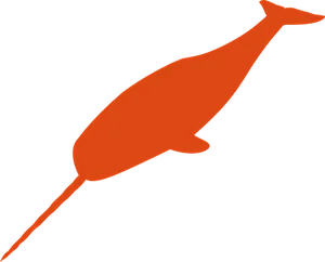 Simplified Orange Narwhal Silhouette PNG Image