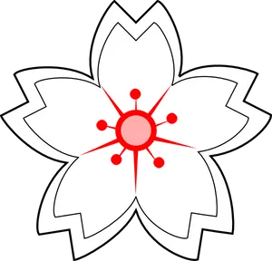 Simplified Redand White Flower Illustration PNG Image