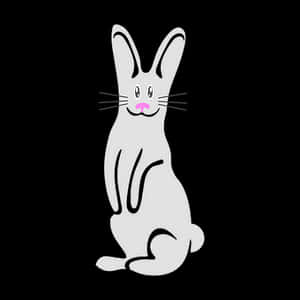 Simplified White Bunny Black Background PNG image with transparent background