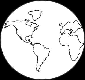 Simplified World Map Outline PNG with transparent background