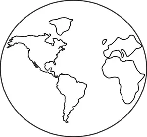 Simplified World Map Outline PNG Image