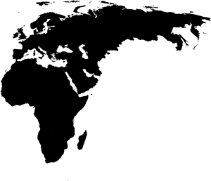 Simplified World Map Silhouette PNG image with transparent background