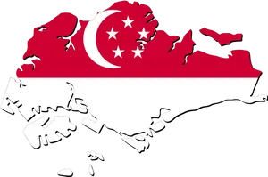 Singapore Flag Map PNG Image