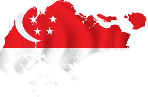 Singapore Flag Map Graphic PNG Image