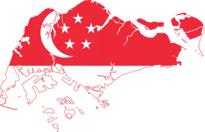 Singapore Flag Map Silhouette PNG Image