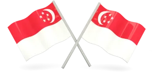 Singapore Flags Crossed PNG Image