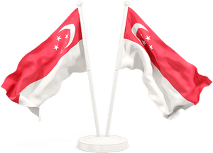 Singapore Flagson Stands PNG image with transparent background