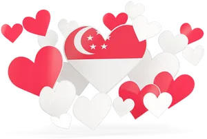 Singapore Love Hearts Graphic PNG Image