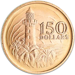 Singapore150 Dollar Gold Coin Lighthouse PNG Image