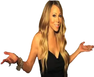 Singerin Black Dress Gesture PNG Image