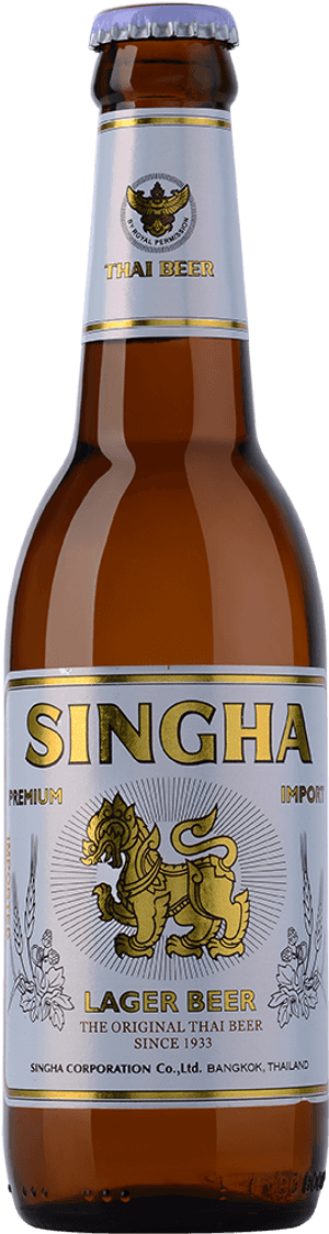 Singha Thai Lager Beer Bottle PNG