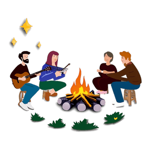Singing around Campfire PNG qoi6 PNG image with transparent background