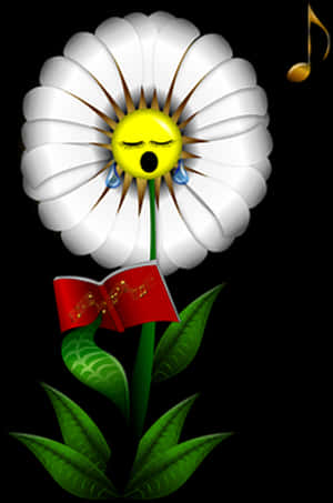 Singing Daisy Cartoon PNG with transparent background