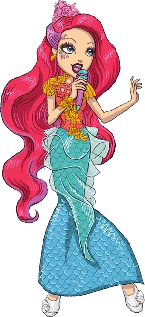 Singing_ Mermaid_ Cartoon_ Clipart PNG Image