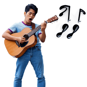 Singing with Guitar PNG aoj24 PNG with transparent background