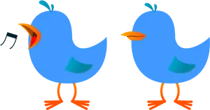 Singingand Silent Twitter Birds PNG Image