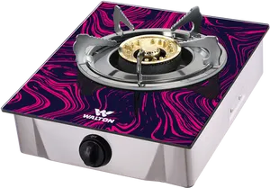 Single Burner Gas Stove Purple Design PNG Image